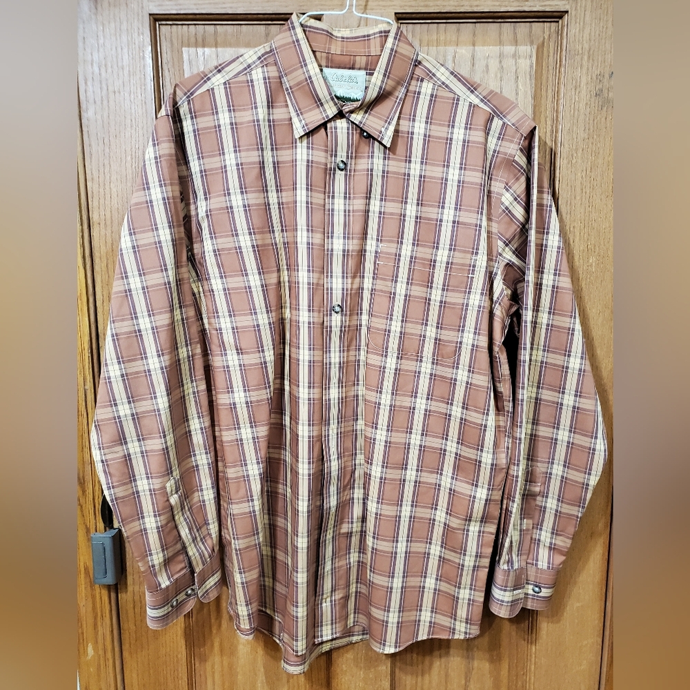 Cabela Outfitters Series Mens Plaid Long Sleeve Shirt Vintage Sz Large